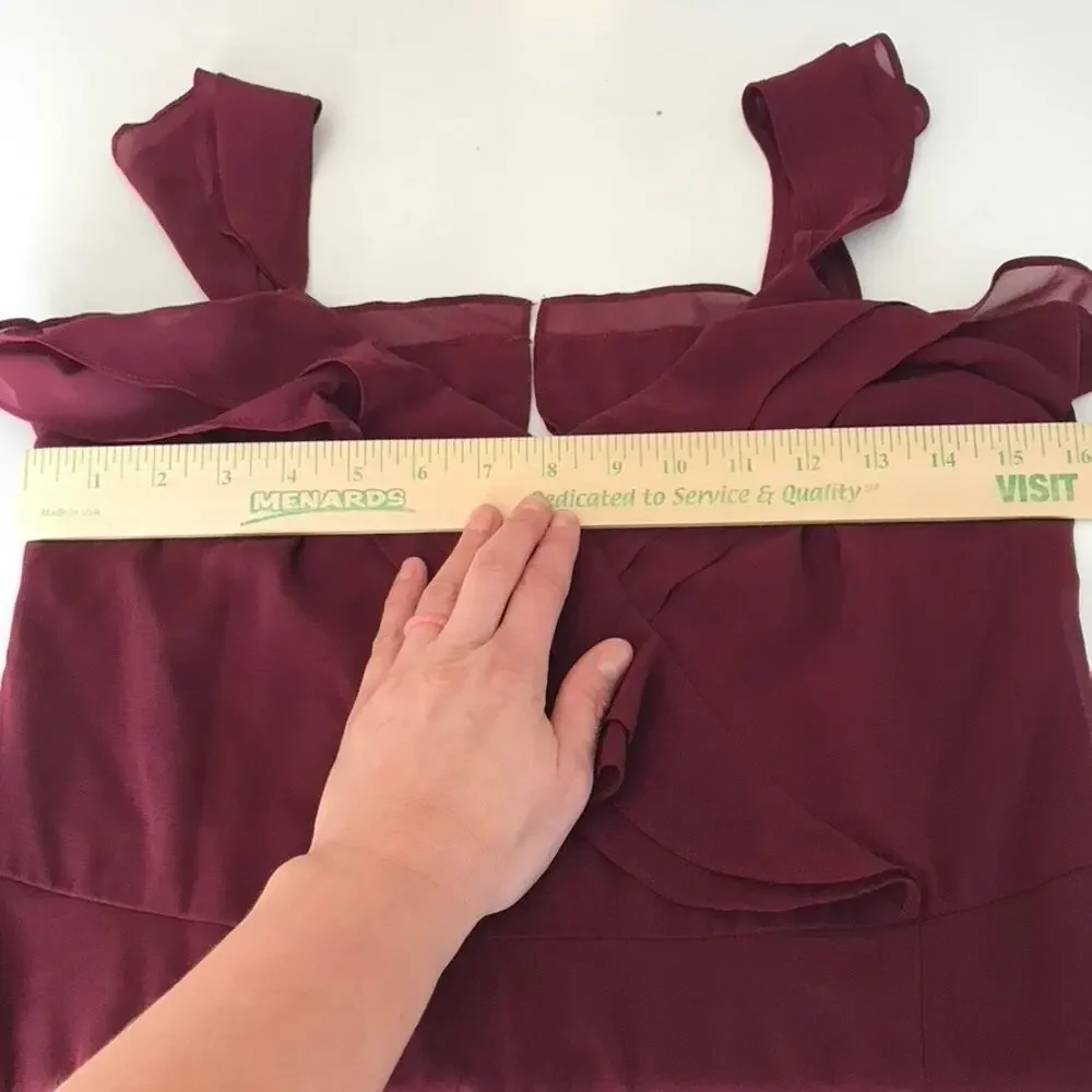 Lulus Dress Large Burgundy Adorning Glances Ruffles‎ Resort Wedding Formal READ